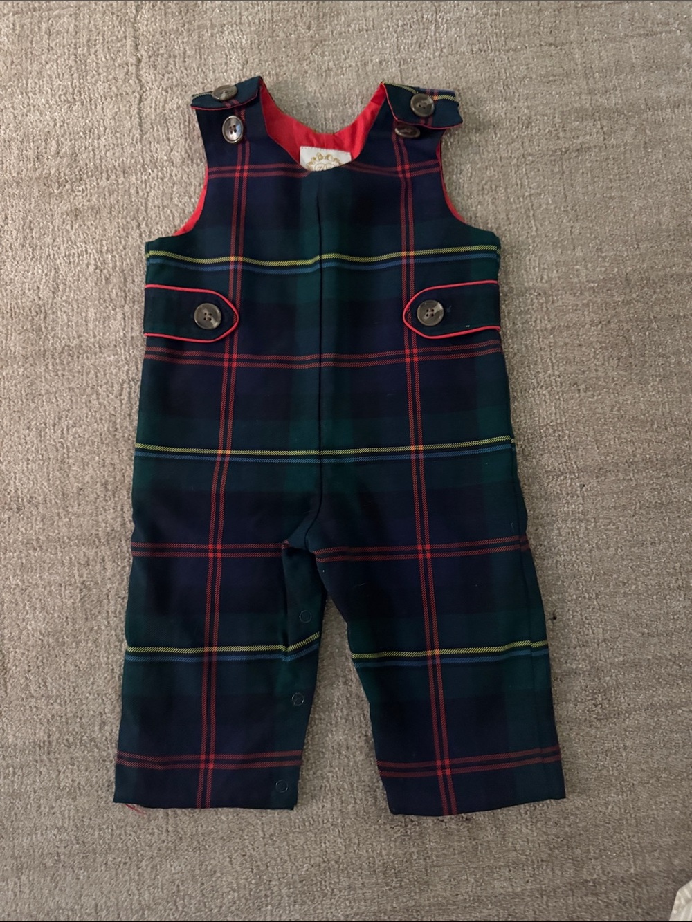 6M Beaufort Bonnet TBBC Jon Jon Plaid tartan Christmas Romper